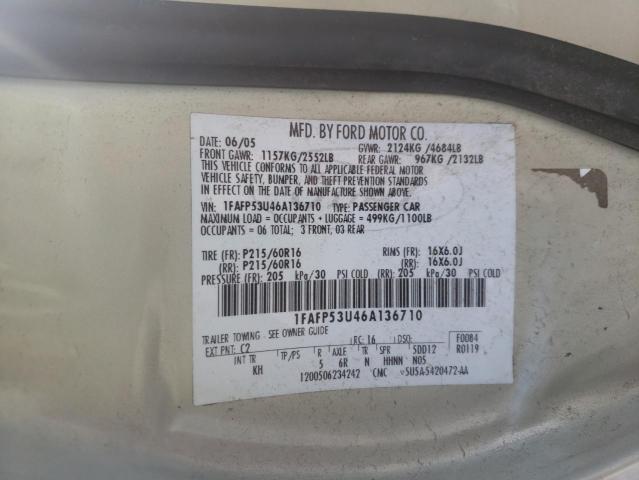 Photo 10 from auction – 2006 FORD TAURUS SE with VIN 1FAFP53U46A136710