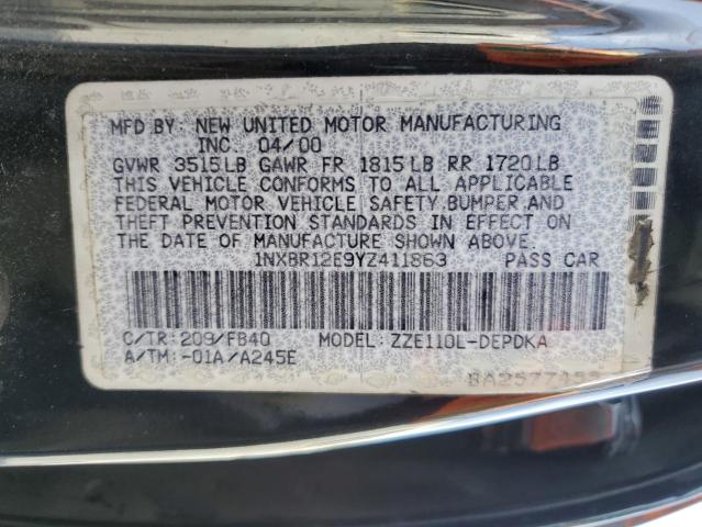 Photo 10 from auction – 2000 TOYOTA COROLLA VE with VIN 1NXBR12E9YZ411863