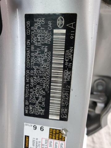 Photo 10 from auction – 2008 TOYOTA PRIUS with VIN JTDKB20U583393666