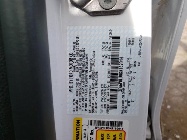 Photo 10 from auction – 2019 FORD FUSION SE with VIN 3FA6P0LU0KR169044