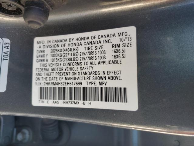 Photo 10 from auction – 2014 HONDA CR-V LX with VIN 2HKRM4H32EH617699