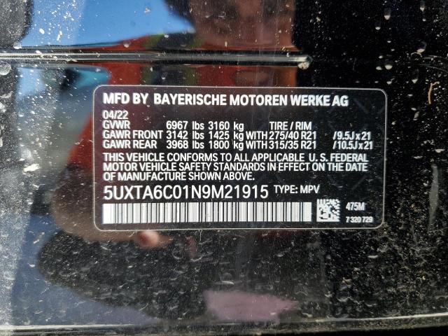 Photo 10 from auction – 2022 BMW X5 XDRIVE4 with VIN 5UXTA6C01N9M21915