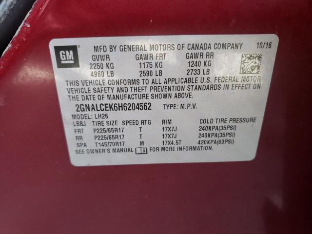 Photo 10 from auction – 2017 CHEVROLET EQUINOX LT with VIN 2GNALCEK6H6204562