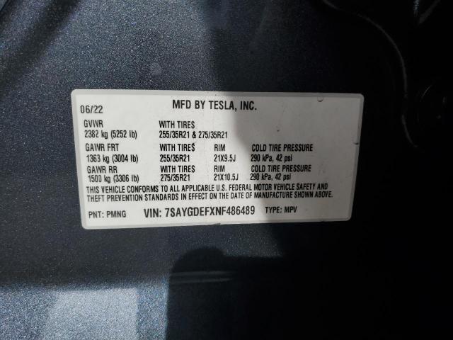 Foto 10 de la subasta – 2022 TESLA MODEL Y con VIN 7SAYGDEFXNF486489