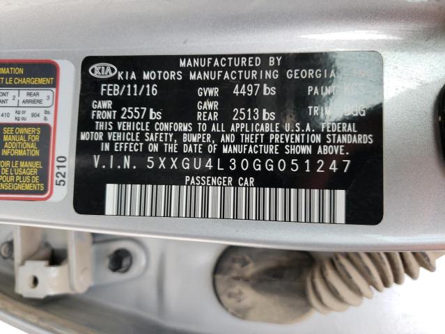 Photo 10 from auction – 2016 KIA OPTIMA EX with VIN 5XXGU4L30GG051247