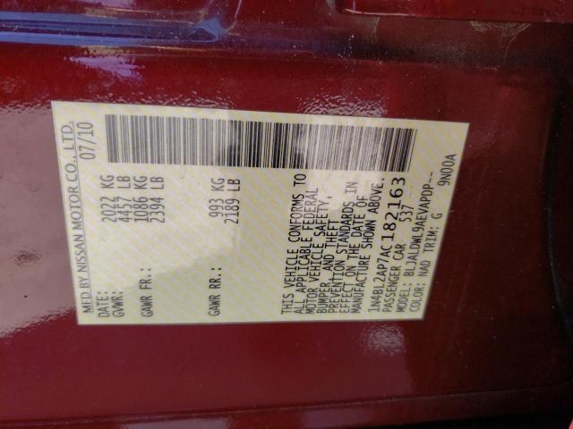 Photo 10 from auction – 2010 NISSAN ALTIMA SR with VIN 1N4BL2AP7AC182163