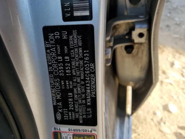 Photo 10 from auction – 2012 KIA RIO LX with VIN KNADM4A34C6057631