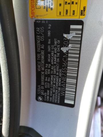 Photo 10 from auction – 2006 BMW 530 I with VIN WBANE73516CM35038