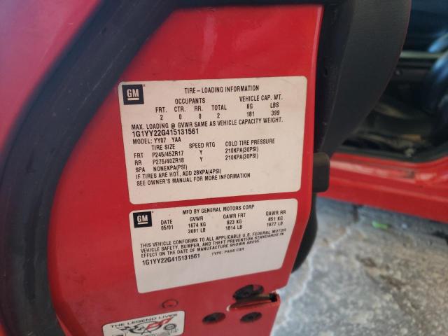 Photo 10 from auction – 2001 CHEVROLET CORVETTE with VIN 1G1YY22G415131561