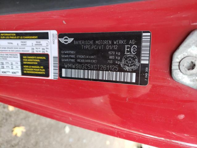 Photo 10 from auction – 2012 MINI COOPER with VIN WMWSU3C5XCT261125