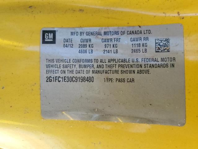 Photo 10 from auction – 2012 CHEVROLET CAMARO LT with VIN 2G1FC1E30C9198480