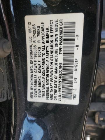 Photo 10 from auction – 2012 HONDA CIVIC LX with VIN 19XFB2F54CE357048