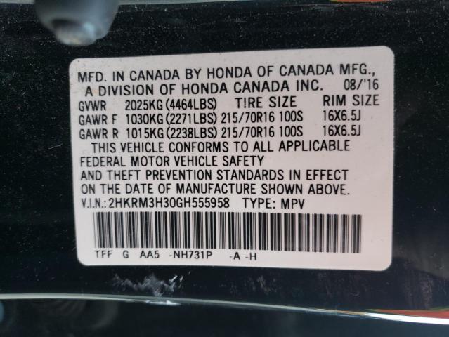 Photo 10 from auction – 2016 HONDA CR-V LX with VIN 2HKRM3H30GH555958