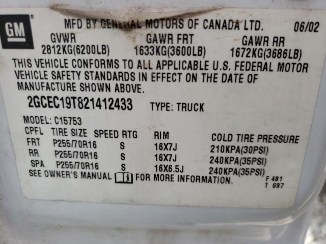 Photo 10 from auction – 2002 CHEVROLET SILVERADO with VIN 2GCEC19T821412433
