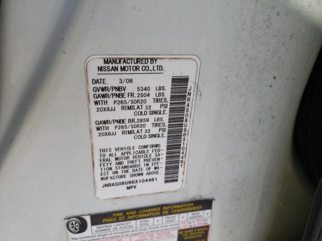 Photo 10 from auction – 2006 INFINITI FX35 with VIN JNRAS08U96X104461