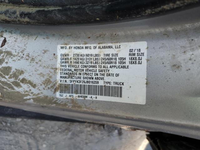 Photo 10 from auction – 2018 HONDA RIDGELINE with VIN 5FPYK3F76JB016359