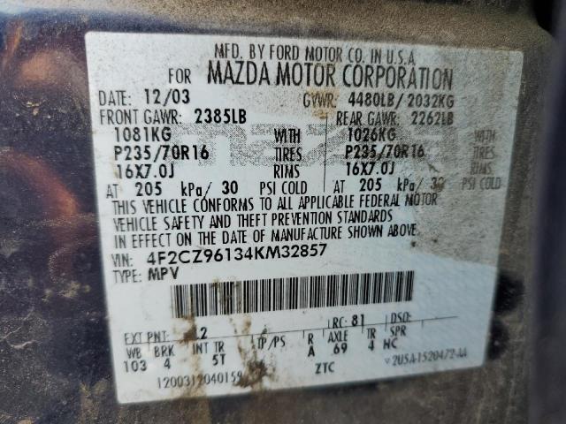 Photo 10 from auction – 2004 MAZDA TRIBUTE ES with VIN 4F2CZ96134KM32857