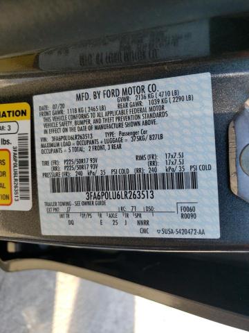 Photo 10 from auction – 2020 FORD FUSION SE with VIN 3FA6P0LU6LR263513