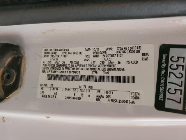 Photo 10 from auction – 2015 FORD F150 with VIN 1FTMF1C8XFFB70931