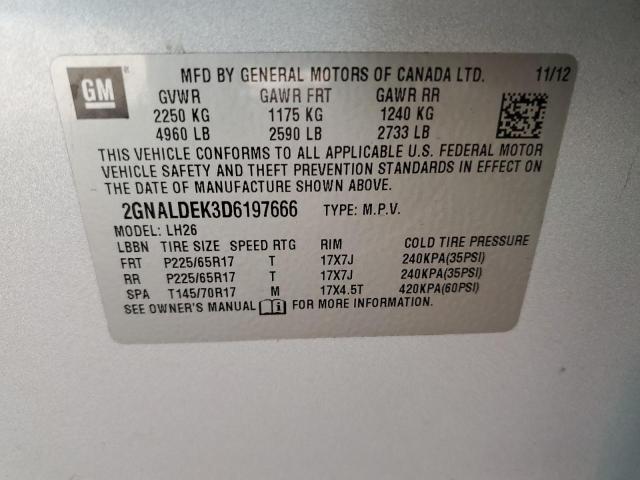 Photo 10 from auction – 2013 CHEVROLET EQUINOX LT with VIN 2GNALDEK3D6197666