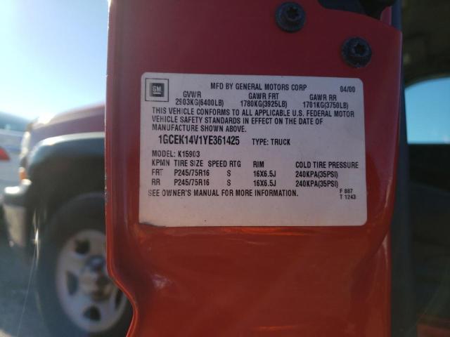 Photo 10 from auction – 2000 CHEVROLET SILVERADO with VIN 1GCEK14V1YE361425
