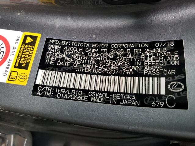 Photo 10 from auction – 2013 LEXUS ES 350 with VIN JTHBK1GG4D2074798