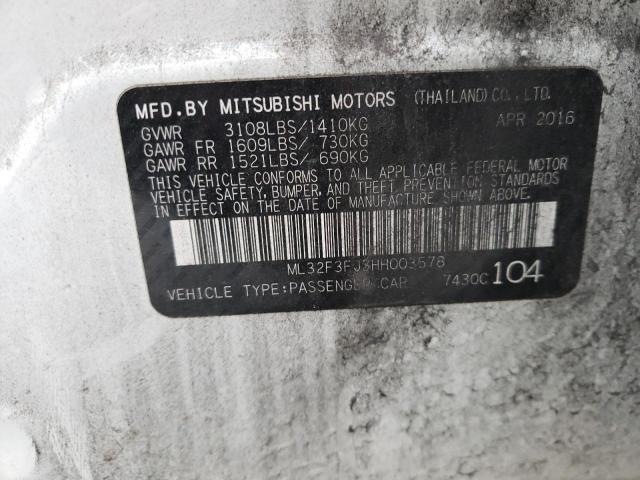 Photo 10 from auction – 2017 MITSUBISHI MIRAGE G4 with VIN ML32F3FJ3HH003578