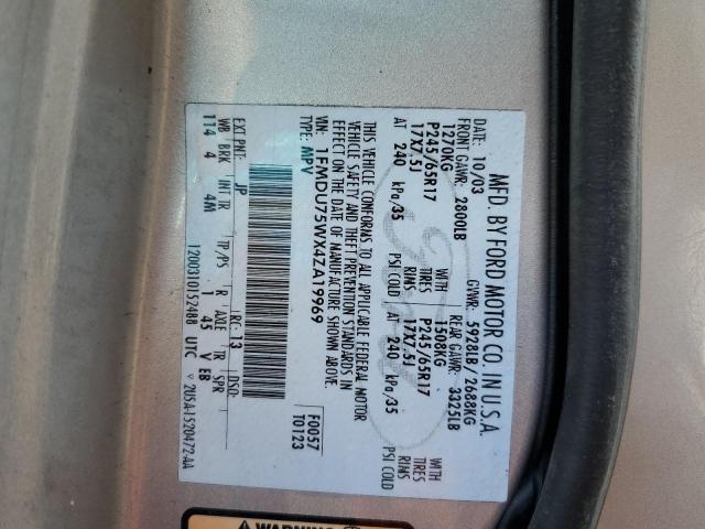 Photo 10 from auction – 2004 FORD EXPLORER L with VIN 1FMDU75WX4ZA19969