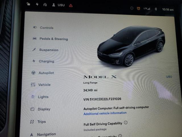 Photo 8 from auction – 2020 TESLA MODEL X with VIN 5YJXCDE22LF231026