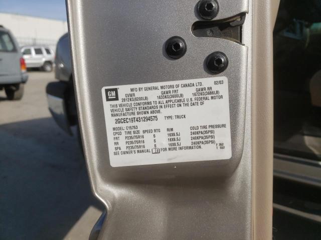 Photo 10 from auction – 2003 CHEVROLET SILVERADO with VIN 2GCEC19T431294575