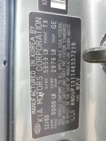 Photo 10 from auction – 2004 KIA SEDONA with VIN KNDUP131146557218
