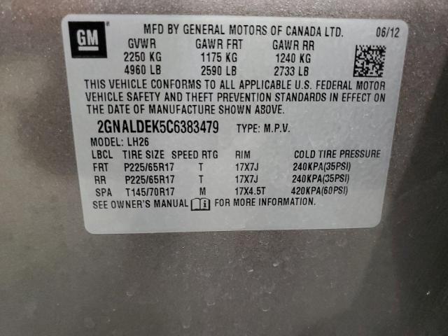 Photo 10 from auction – 2012 CHEVROLET EQUINOX LT with VIN 2GNALDEK5C6383479