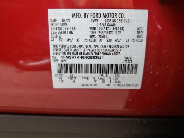 Photo 10 from auction – 2022 FORD EXPLORER S with VIN 1FMSK7KH6NGB83624