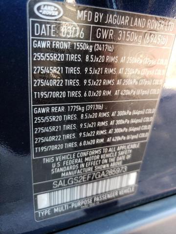 Photo 10 from auction – 2016 LAND ROVER RANGE ROVE with VIN SALGS2EF7GA285973