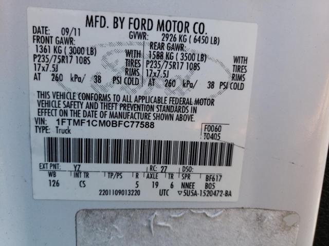Photo 10 from auction – 2011 FORD F150 with VIN 1FTMF1CM0BFC77588