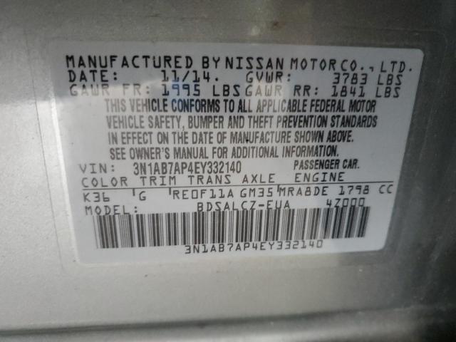 Photo 10 from auction – 2014 NISSAN SENTRA S with VIN 3N1AB7AP4EY332140