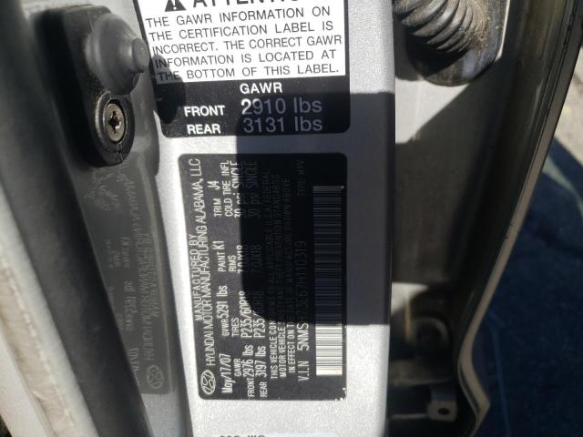 Photo 10 from auction – 2007 HYUNDAI SANTA FE S with VIN 5NMSH73E67H110319