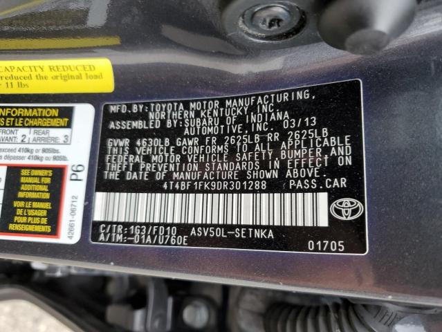 Photo 10 from auction – 2013 TOYOTA CAMRY L with VIN 4T4BF1FK9DR301288