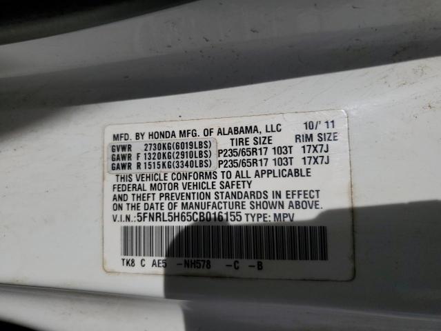 Photo 10 from auction – 2012 HONDA ODYSSEY EX with VIN 5FNRL5H65CB016155