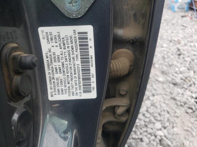 Photo 10 from auction – 2013 HONDA CIVIC EX with VIN 2HGFB2F8XDH522313