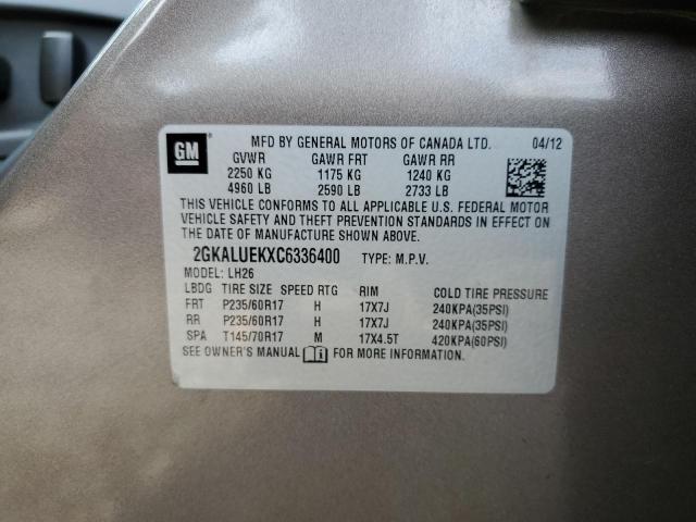 Photo 10 from auction – 2012 GMC TERRAIN SL with VIN 2GKALUEKXC6336400