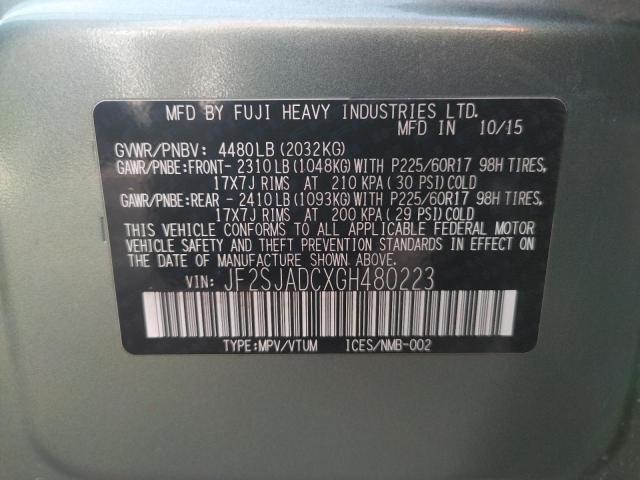 Photo 10 from auction – 2016 SUBARU FORESTER 2 with VIN JF2SJADCXGH480223