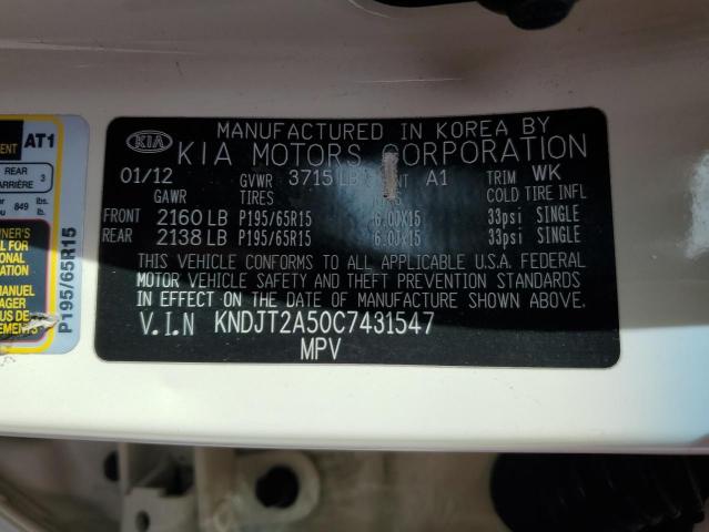 Photo 10 from auction – 2012 KIA SOUL with VIN KNDJT2A50C7431547
