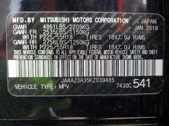 Photo 10 from auction – 2019 MITSUBISHI OUTLANDER with VIN JA4AZ3A35KZ039485
