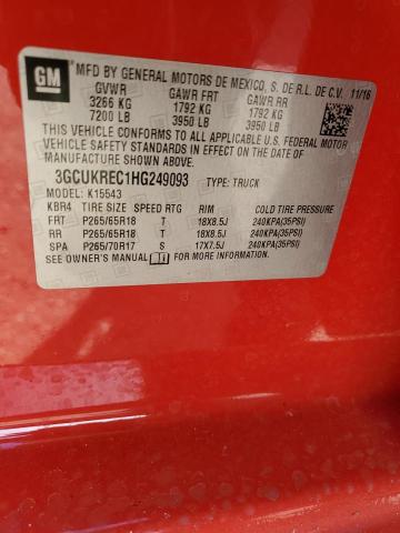 Photo 10 from auction – 2017 CHEVROLET SILVERADO with VIN 3GCUKREC1HG249093