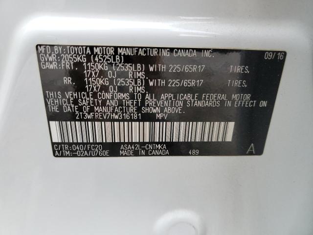 Photo 10 from auction – 2017 TOYOTA RAV4 XLE with VIN 2T3WFREV7HW316181