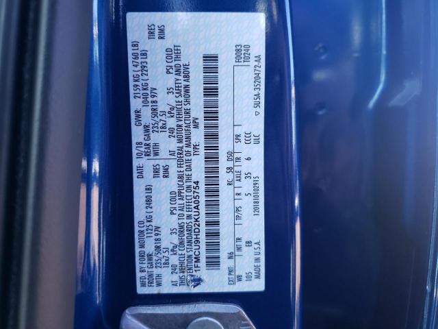 Photo 10 from auction – 2019 FORD ESCAPE SEL with VIN 1FMCU9HD2KUA05754