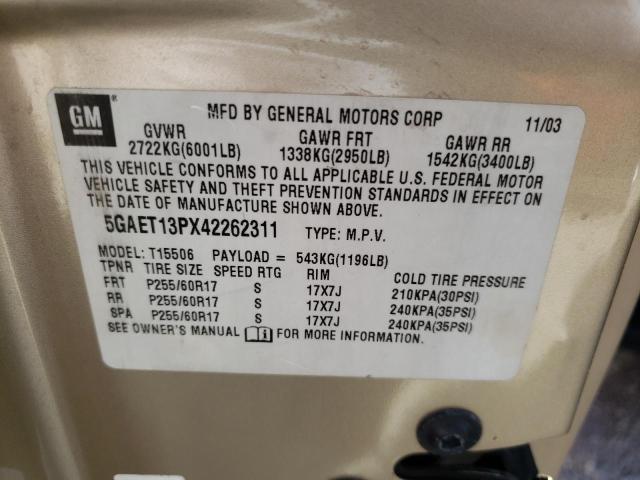 Photo 10 from auction – 2004 BUICK RAINIER CX with VIN 5GAET13PX42262311
