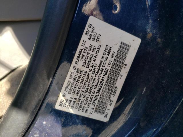 Photo 10 from auction – 2009 HONDA ODYSSEY EX with VIN 5FNRL38639B411660