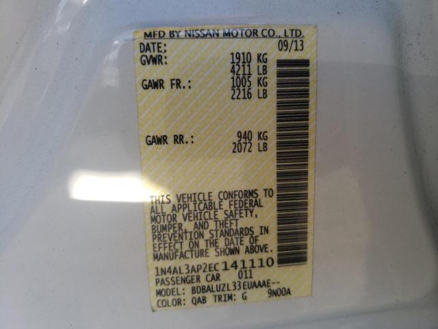 Photo 10 from auction – 2014 NISSAN ALTIMA 2.5 with VIN 1N4AL3AP2EC141110